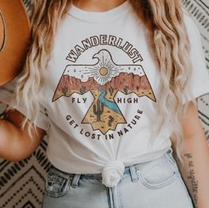 New Bohemian Wanderlust Free Spirit Graphic Short Sleeve T-Shirt Top